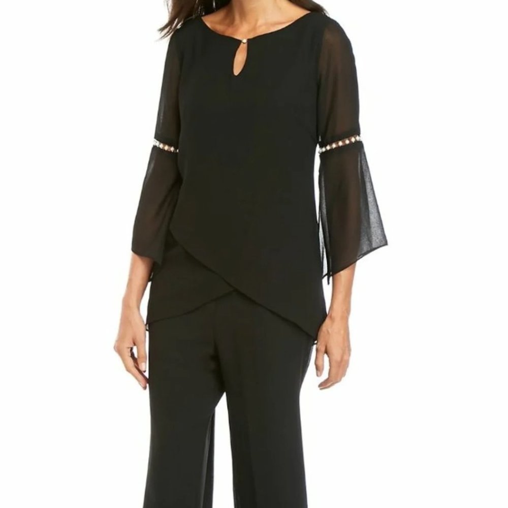 NWT Le Bos Black & Pearl Pantsuit Womens Sz 14